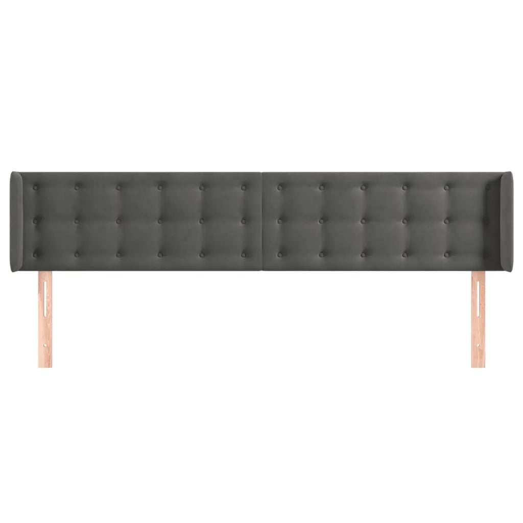 Testiera | Testata ad Orecchio Grigio Scuro 203x16x78/88 cm in Velluto