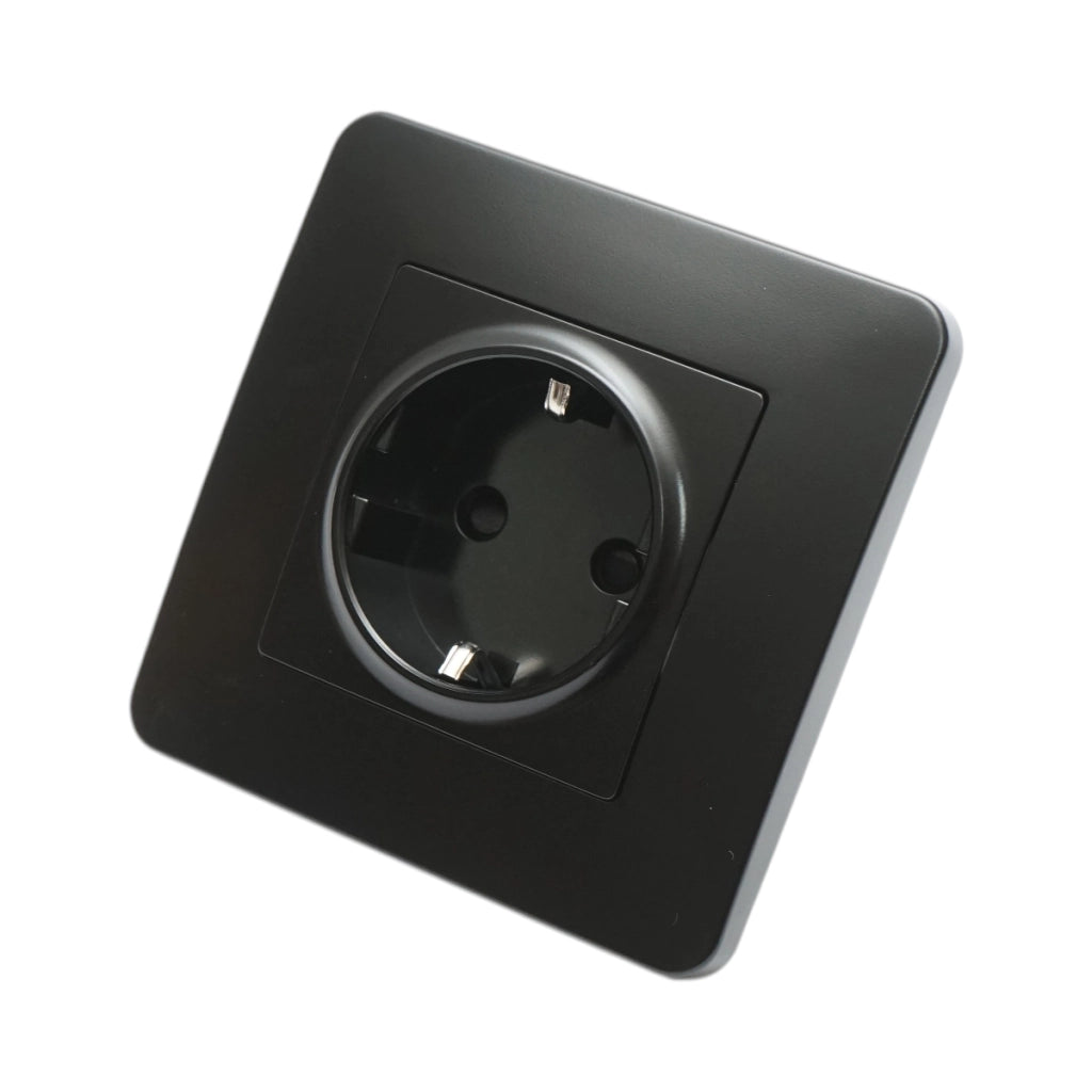Presa schuko da incasso nera 220V, 16A, PC 80x80mm