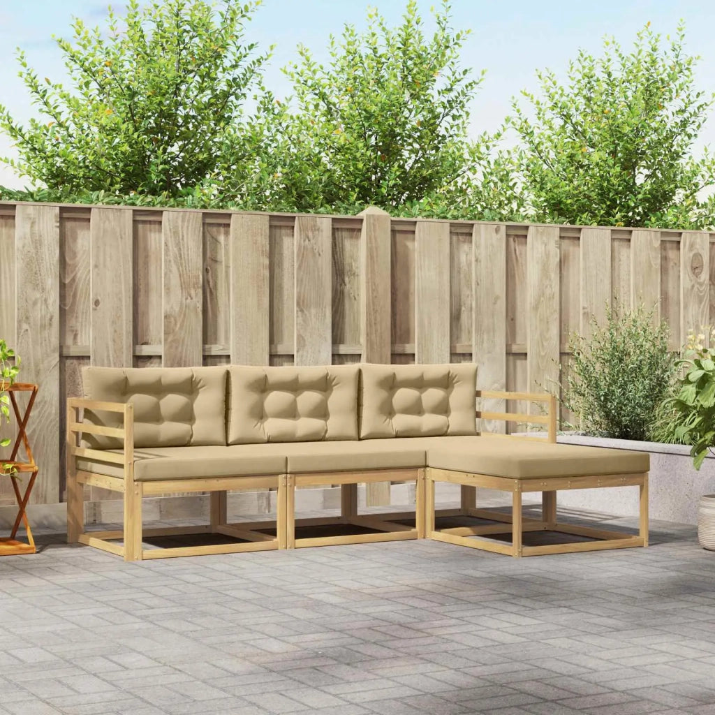 Set di divani da esterno 4 pz Bianco e Beige Poliestere 3386257