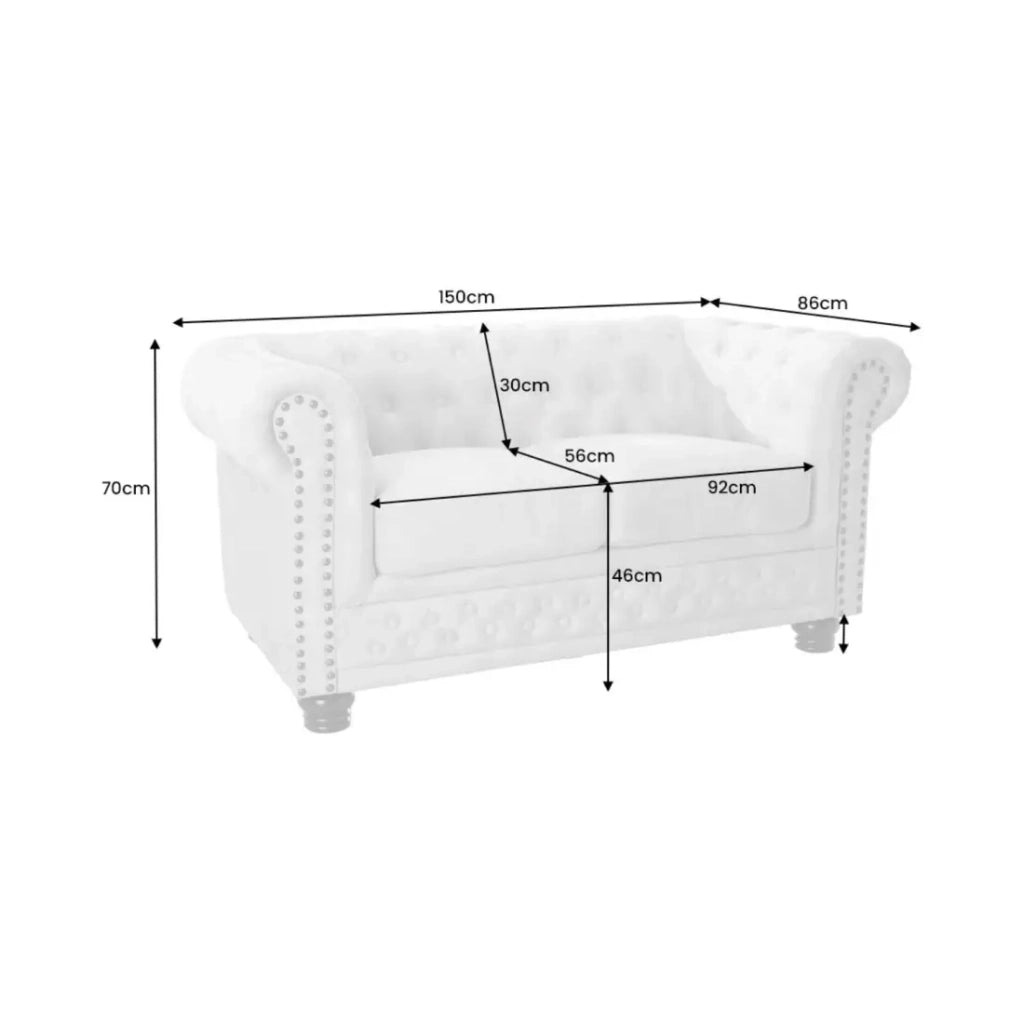 Divano dritto EDGAR – Bianco champagne – 2 posti – Stile barocco