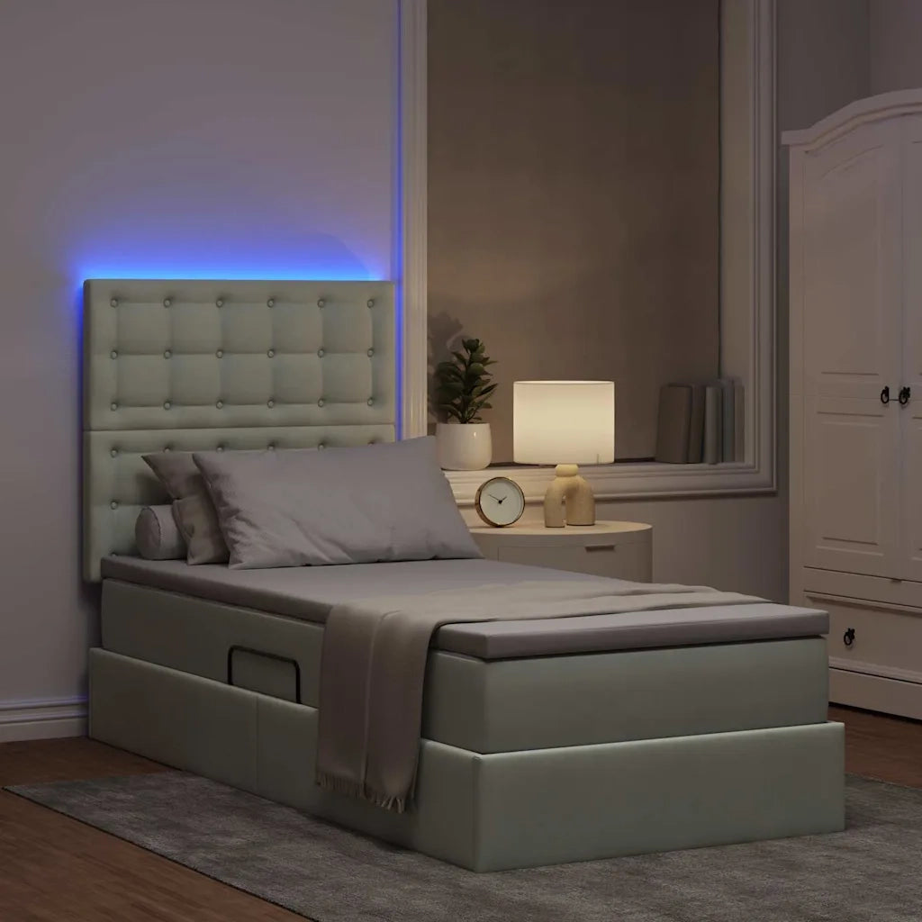Letto con contenitore e LED Grigio chiaro 100 x 200 cm Velluto 3372765