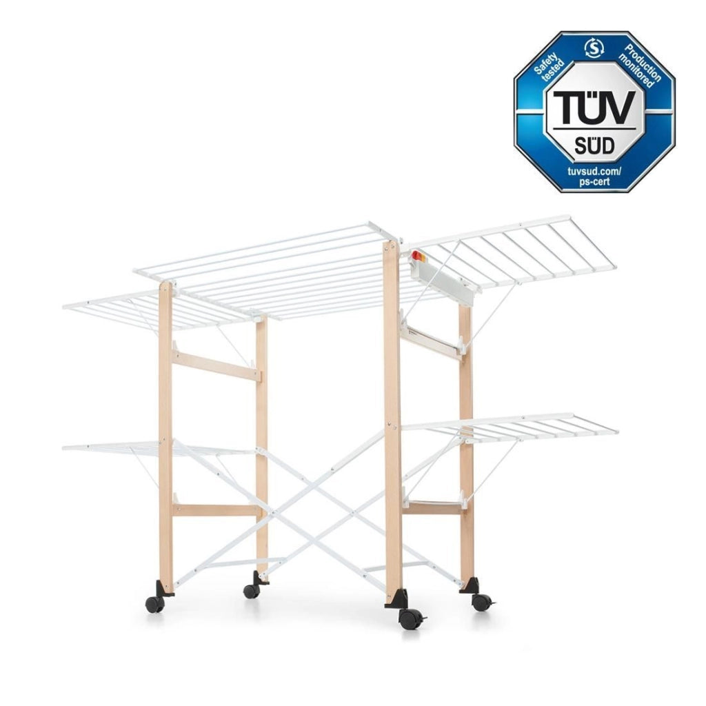 Foppapedretti GULLIVER EVO Stendibiancheria Pieghevole 27 m con Ruote Ripiegabile 14 cm colore Naturale