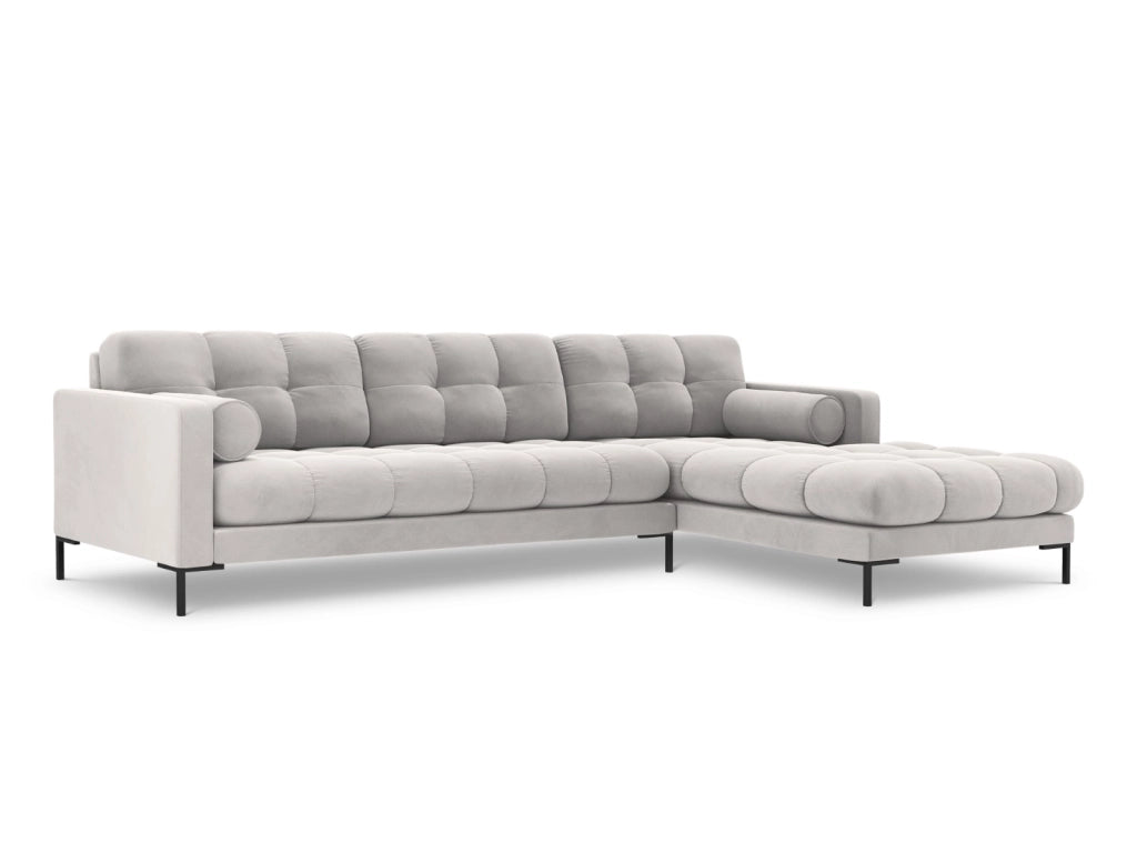 Cosmopolitan Design - Divano angolare destro "Bali" 5 posti in velluto argento 