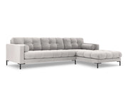Cosmopolitan Design - Divano angolare destro "Bali" 5 posti in velluto argento 