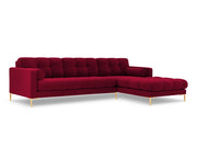 Cosmopolitan Design - Divano angolare destro "Bali" 5 posti in velluto rosso 