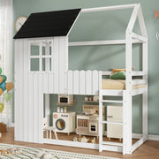 LETTO a soppalco per bambini 90x200 cm bianco e nero in pino e MDF