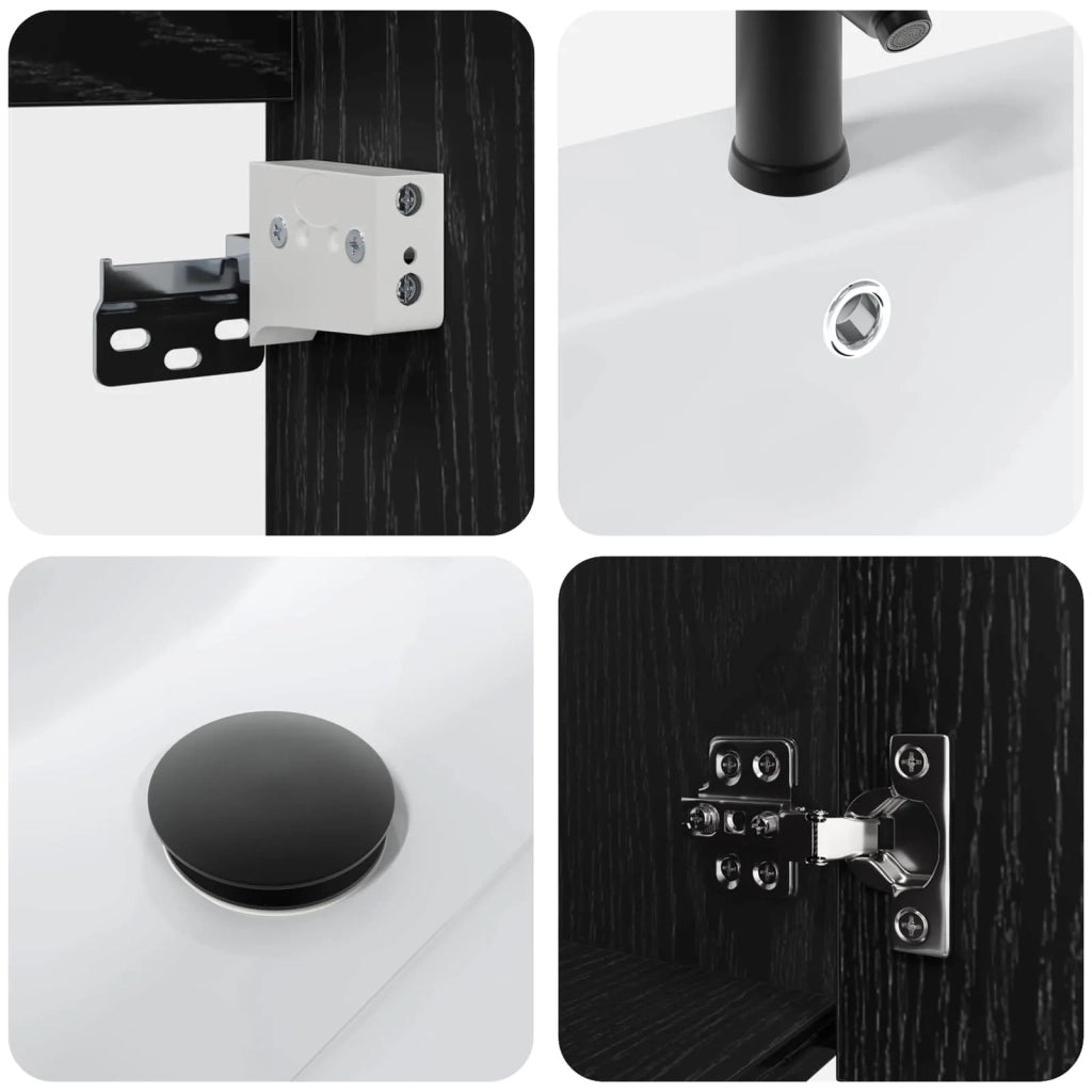 Mobile bagno con rubinetto Rovere Nero 42 x 40 x 74,5 cm 889530