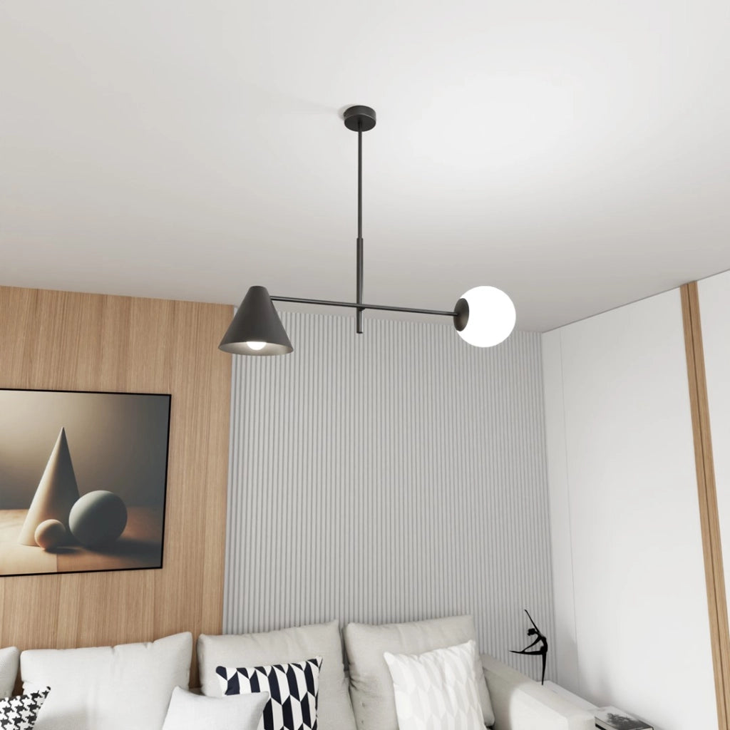 Lampada a sospensione Emibig Hermes nera 2xE14 sfera vetro