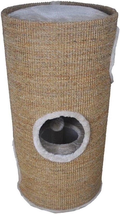 Barile da Gatto con Caverna di Gioco con 2 Livelli e 3 Entrate, Diametro 36 cm x 70 cm