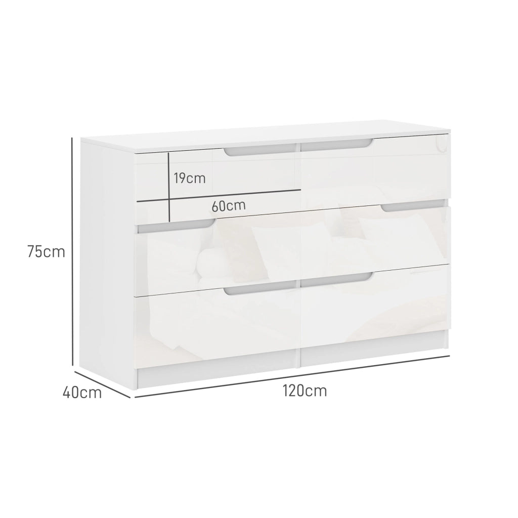 Cassettiera 6 Cassetti ¨C Xylo ¨C Bianco Moderno 120x40x75 cm