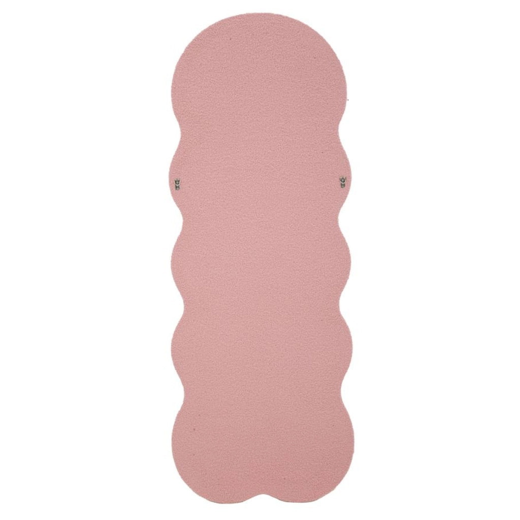 Specchio da parete Teddy wavy in bouclé rosa 67x166 cm