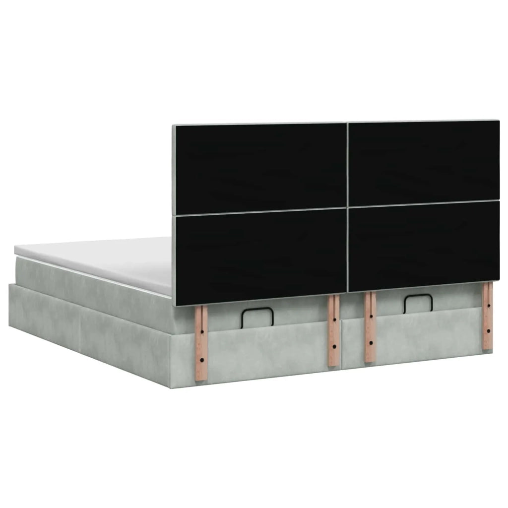 Letto Ottomano con Materasso e LED Grigio Chiaro 200 x 200 cm 3458484