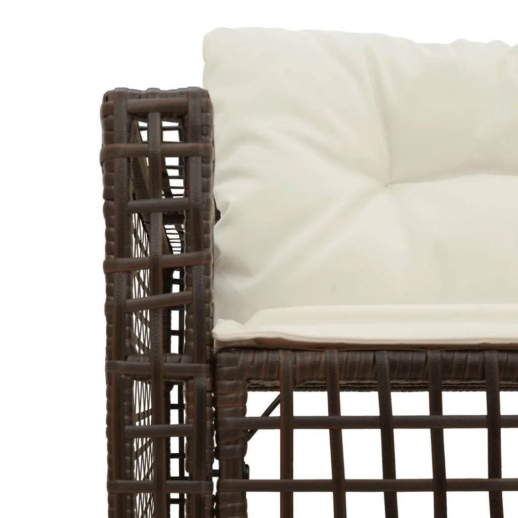 Divano da Giardino a L con Cuscini e Pouf Marrone in Polyrattan 365894