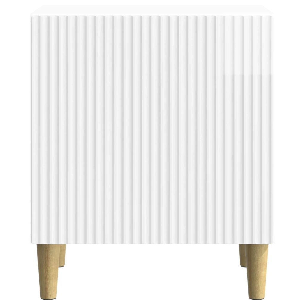Set di 2 Comodini | Armadio da Notte | Mobiletto da notte Bianco Lucido 43 x 34,5 x 50 cm