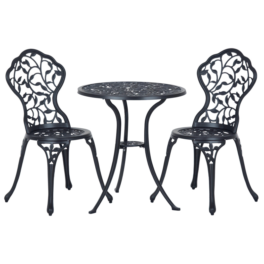 Set da Giardino 3 Pezzi con Tavolo Rotondo e 2 Sedie ¨C Xylo ¨C Alluminio Nero