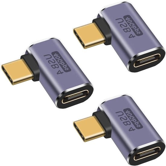 3 Adattatori USB C a femmina a 90 gradi con porta di alimentazione tipo L