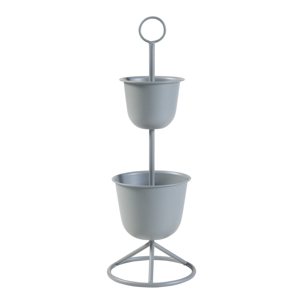 Stand Portapiante Alphen con 2 Vasi - Grigio scuro [en.casa]