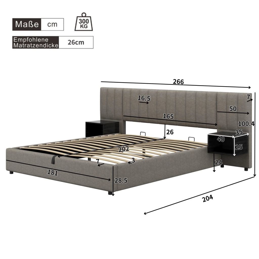 letto imbottito lino grigio nero 180 x 200 cm