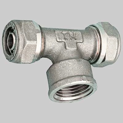RACCORDO A TEE FEMMINA PER TUBO COBRAPEX  18 x 1/2 x 18 S. 2,5     TIEMME