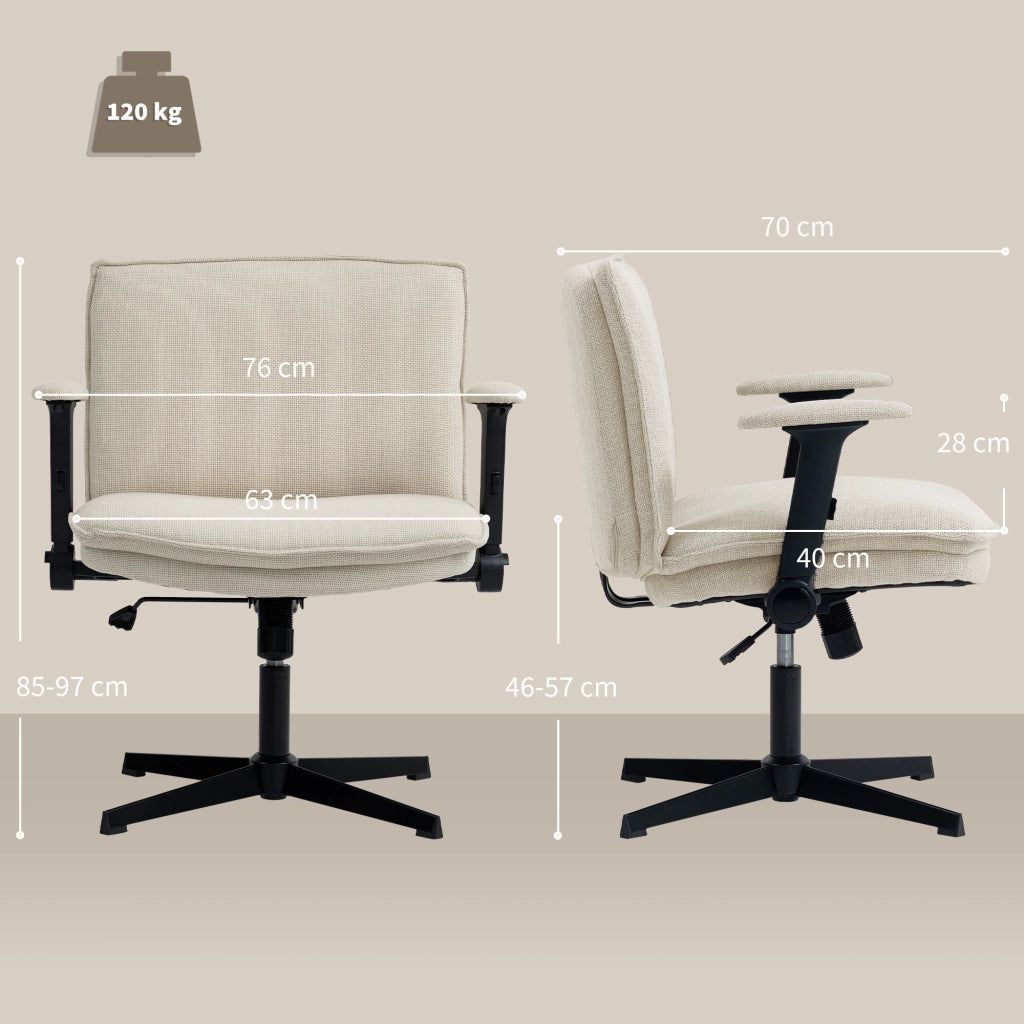 Sedia da Ufficio con Braccioli Abatibili e Schienale Regolabile ¨C Minimal ¨C Crema