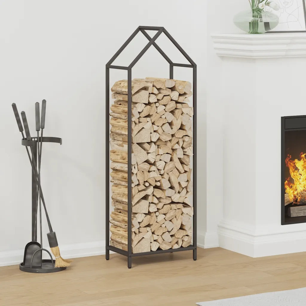 Rastrelliera per Legna da Ardere Nera 40x25x120 cm 864299