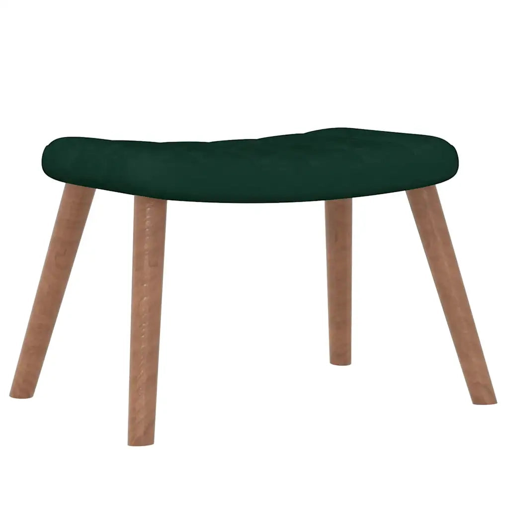 Poltrona a Dondolo con Poggiapiedi Verde Scuro in Velluto 327756