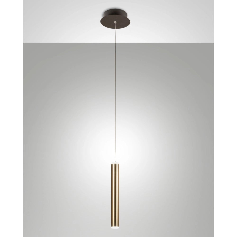 Lampada a sospensione singola ottone Prado di Fabas Luce - LED 6,5W dimmerabile, design moderno