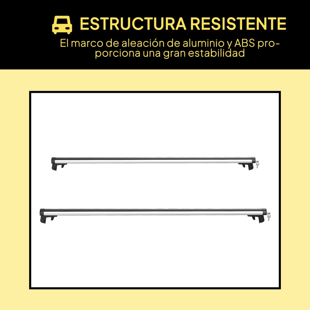 Portabagagli Universale per Auto ¨C Minimal ¨C Alluminio Argento 123,5 cm 75 kg