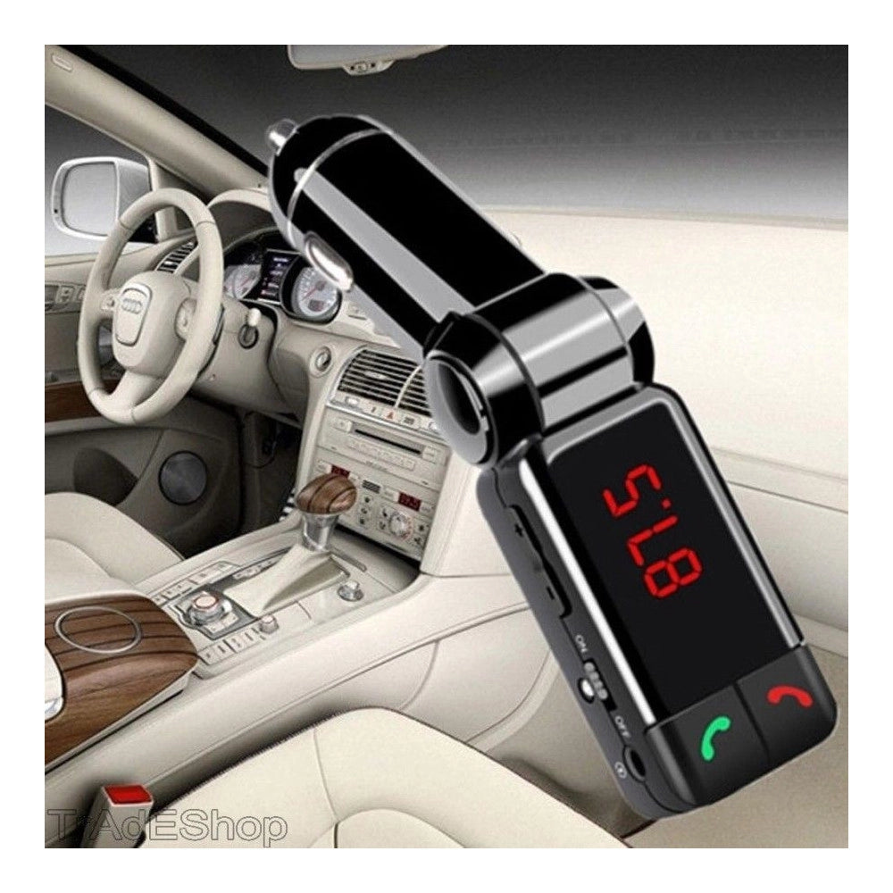 Trade Shop - Trasmettitore Bluetooth Vivavoce Con Display Fm Lettore Mp3 Usb Modulatore Auto -