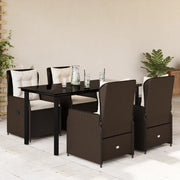 Set da Pranzo da Giardino 5pz con Cuscini in Polyrattan Marrone 3262850