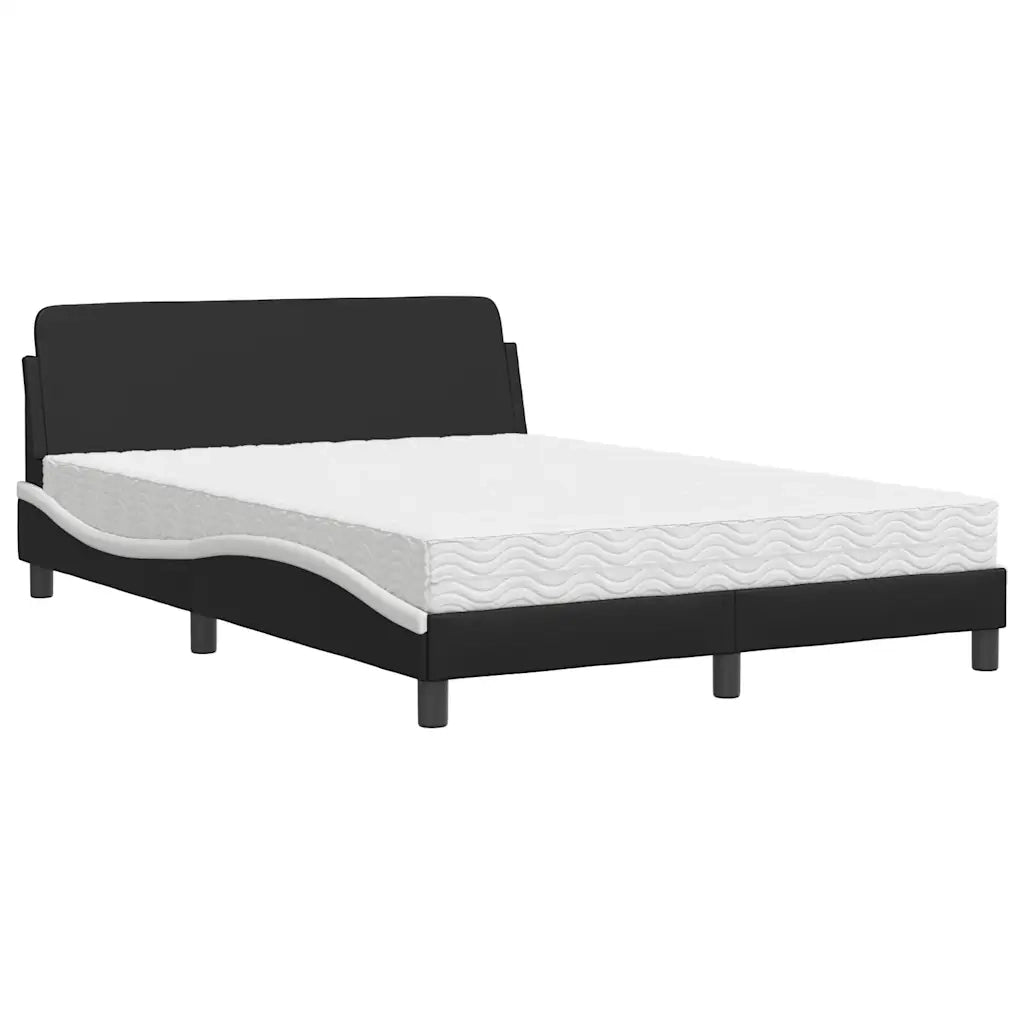 Letto con Materasso Dover Nero e Bianco 140x200 cm in Similpelle 3208422