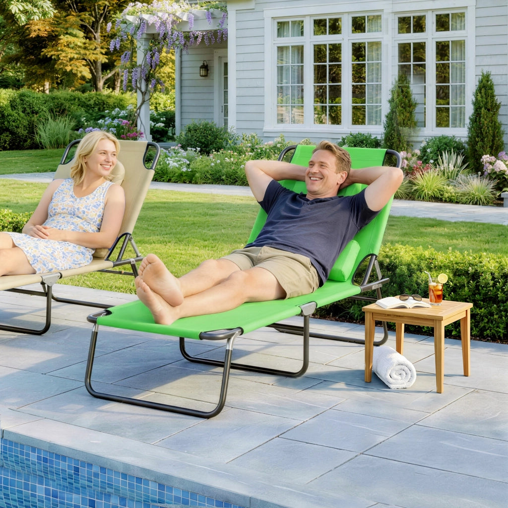 Lettino sole pieghevole con cuscino ¨C Minimal ¨C verde metallo
