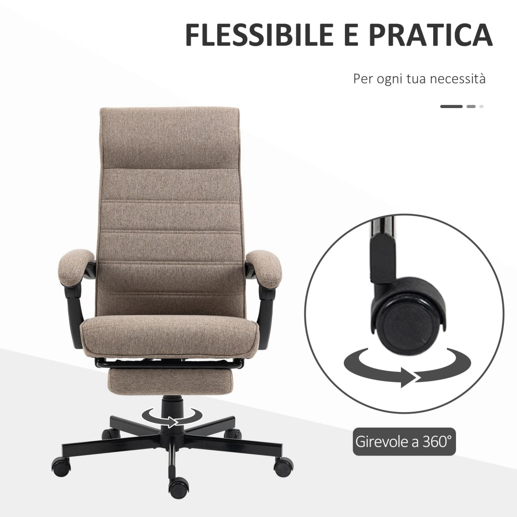 Sedia Poltrona da Ufficio Presidenziale 68x67x106-114 cm con Poggiapiedi Marrone