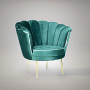 Poltrona Orel in velluto verde scuro e piedini oro H76xL70xP70