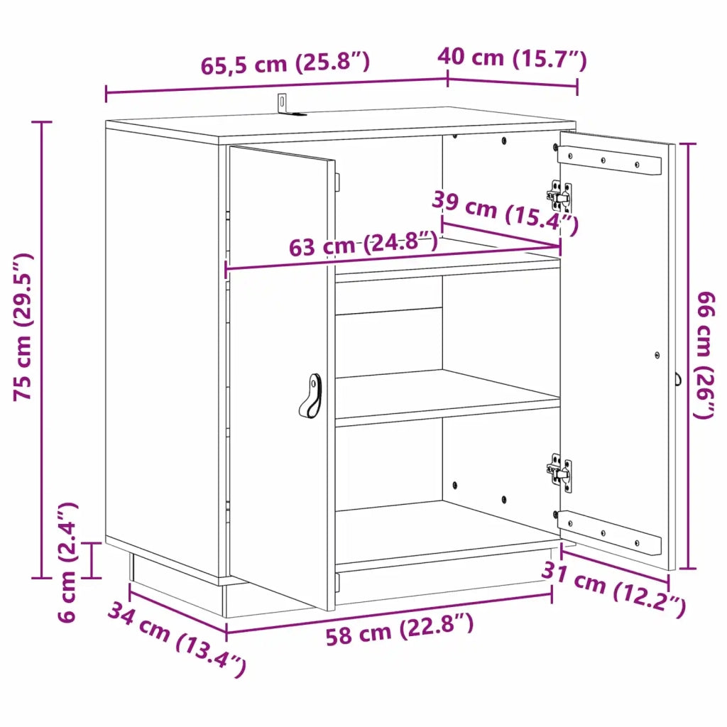 Credenza | Madia | Buffet da pranzo | Armadio da pranzo Marrone Cera 65,5 x 40 x 75 cm Legno di pino massiccio