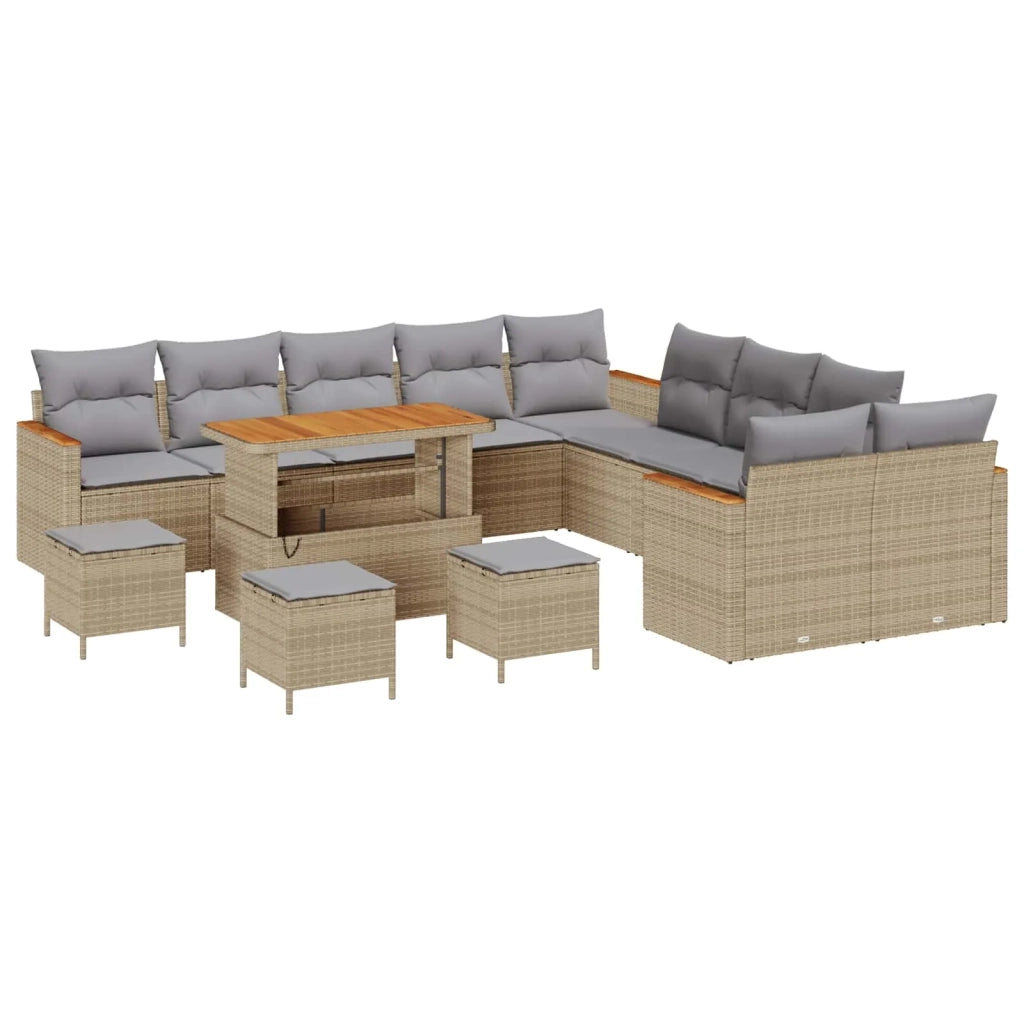 Set Divano da Giardino 14 pcs Beige polyrattan 3362982