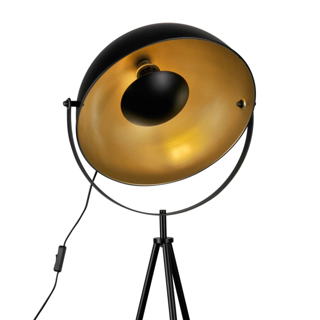 Lampada da terra treppiede nero oro E27 20W Matylda Polux