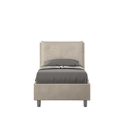 BS COM Letto singolo con rete imbottito 90x190 microfibra sabbia