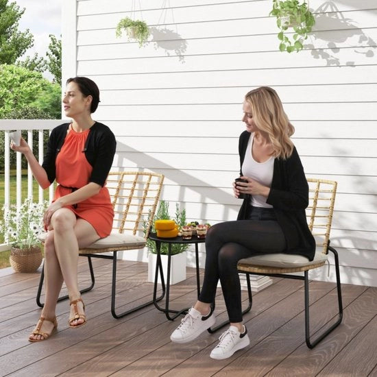 Set di mobili da giardino - Rattan - 3 pezzi - Resistente alle intemperie - 2 posti