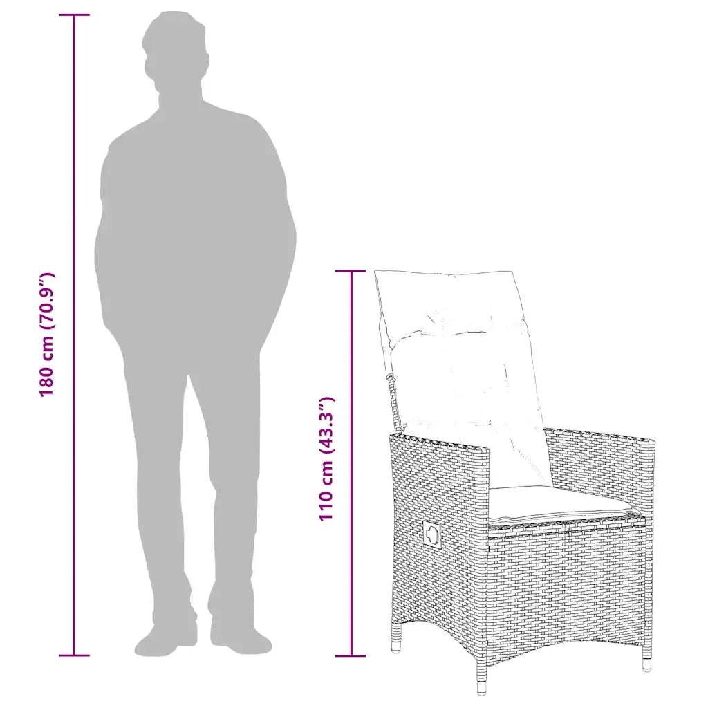 Set da Pranzo da Giardino 9pz con Cuscini Marrone in Polyrattan 3276777