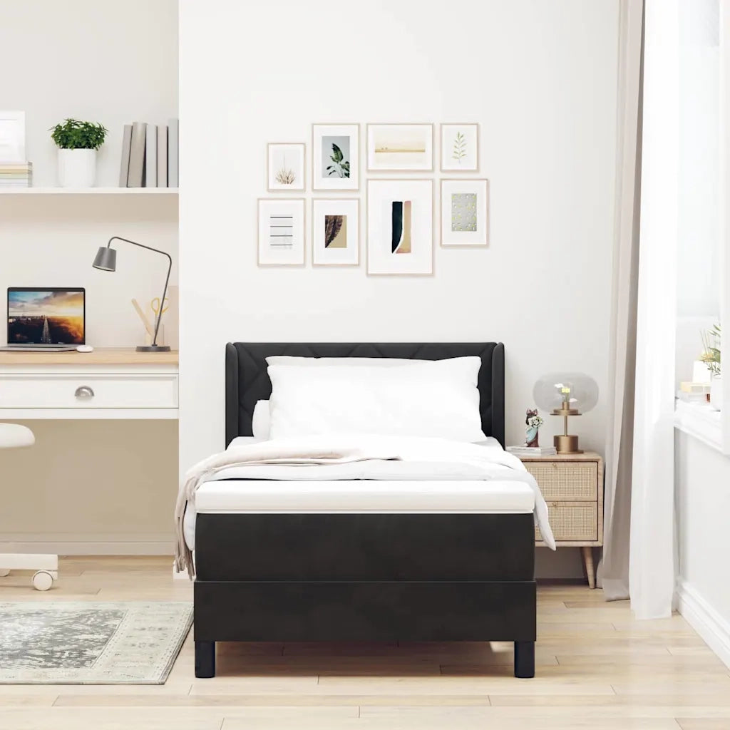 Letto a molle con materasso Nero 200 x 100 cm Poliestere