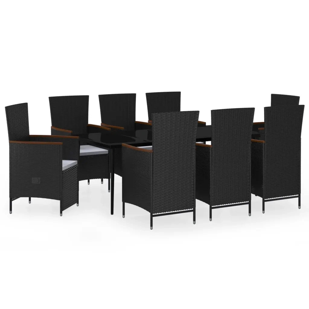 Set da Pranzo da Giardino 9 pz con Cuscini Nero 3099468