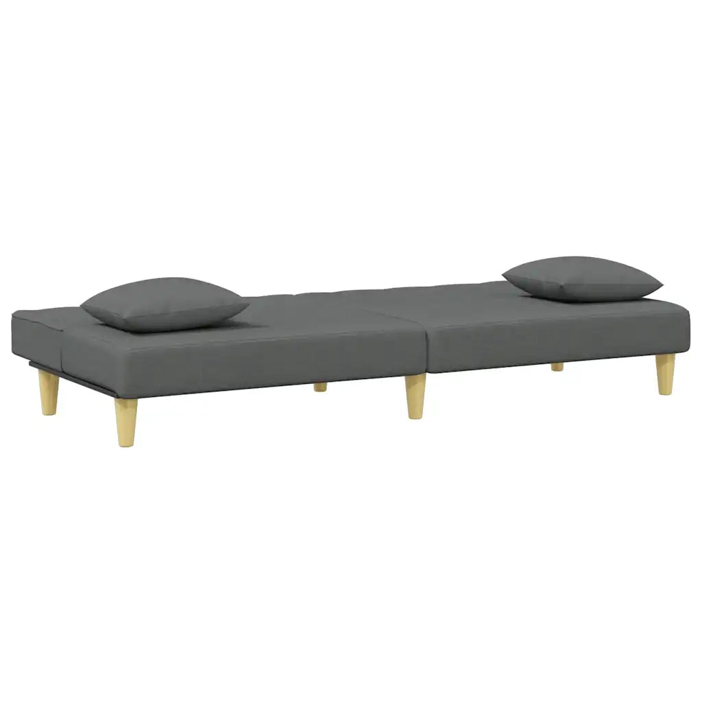 Divano Letto 2Posti Cuscini e Poggiapiedi-Sofa Letto 2 Posti-Daybed Grigio Scuro Tessuto
