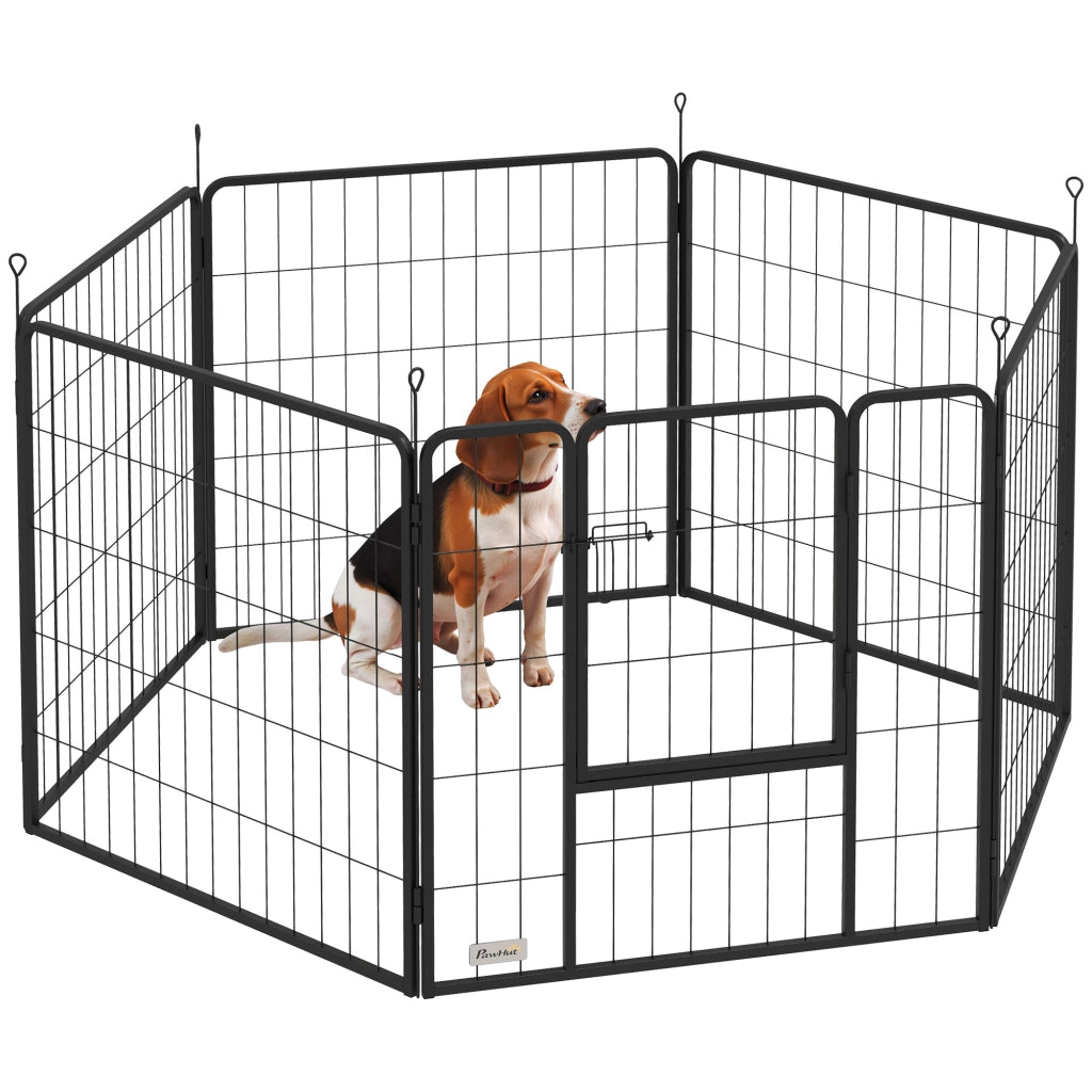 Recinto per Cani 6 Pannelli con Porta ¨C Minimal ¨C Nero 80 cm