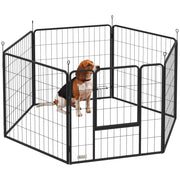 Recinto per Cani 6 Pannelli con Porta ¨C Minimal ¨C Nero 80 cm