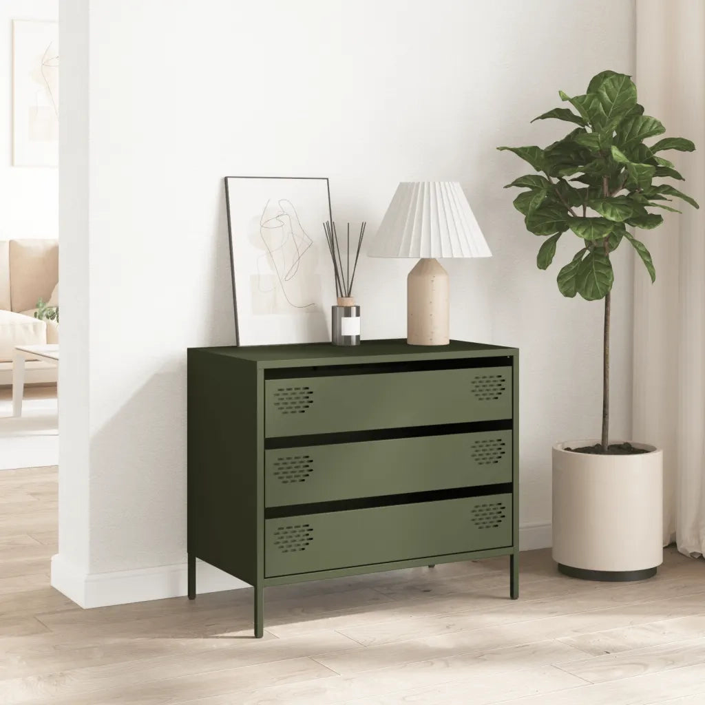 Credenza Verde Oliva 68x39x58,5 cm in Acciaio Laminato a Freddo 851296