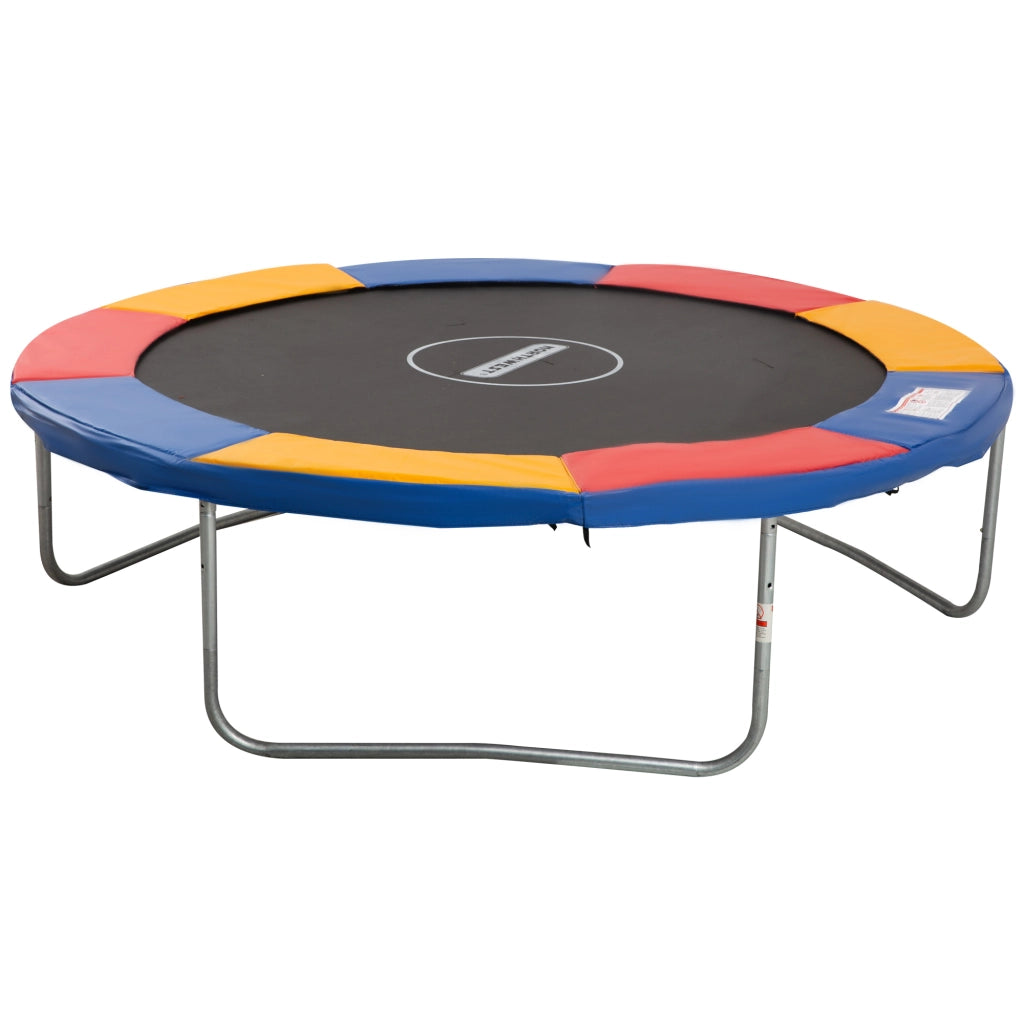 Copertura Tappeto Elastico ?305x1.5 cm Pieghevole e Portatile, Protezione Trampolino da Giardino in Plastica, PE e Schiuma EPE, Rosso, Blu e Giallo