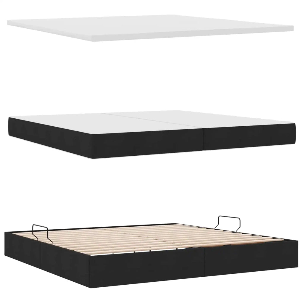 Letto con contenitore e materasso Nero 200 x 200 cm 3370658