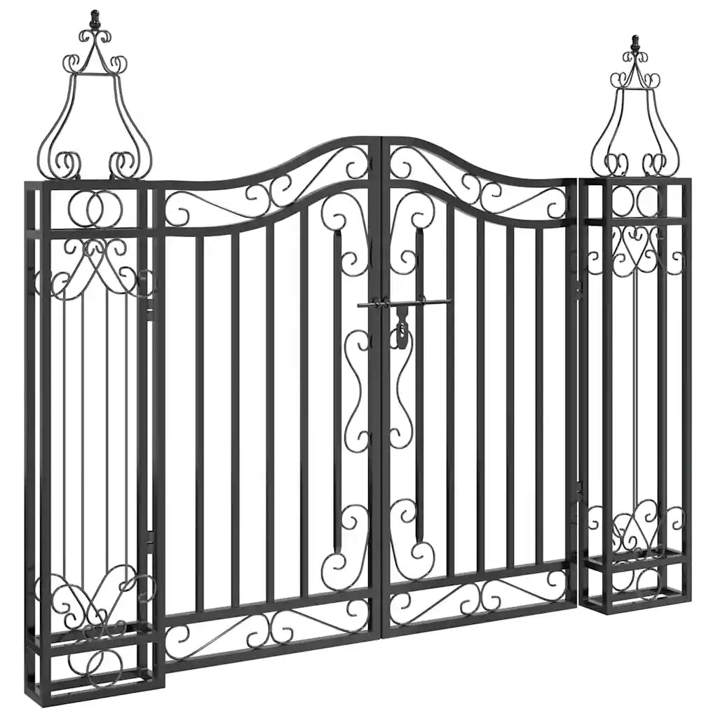 Cancello da Giardino Nero 121x8x100 cm in Ferro Battuto CFW7927119