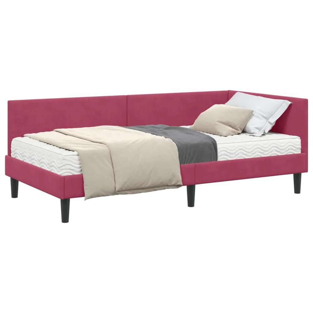 Struttura Letto Angolare con Materasso 2 pcs Verde Velluto